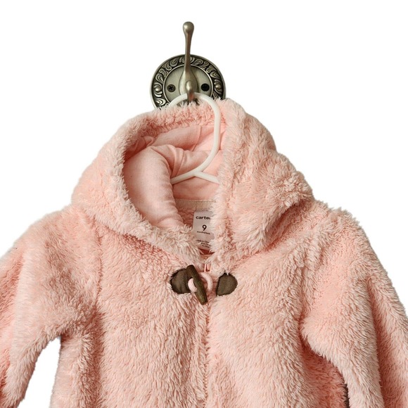 Carter's Baby 9M Clothing Outfit Girls Hooded Sherpa Bunting Pink Bear - Picture 4 of 14